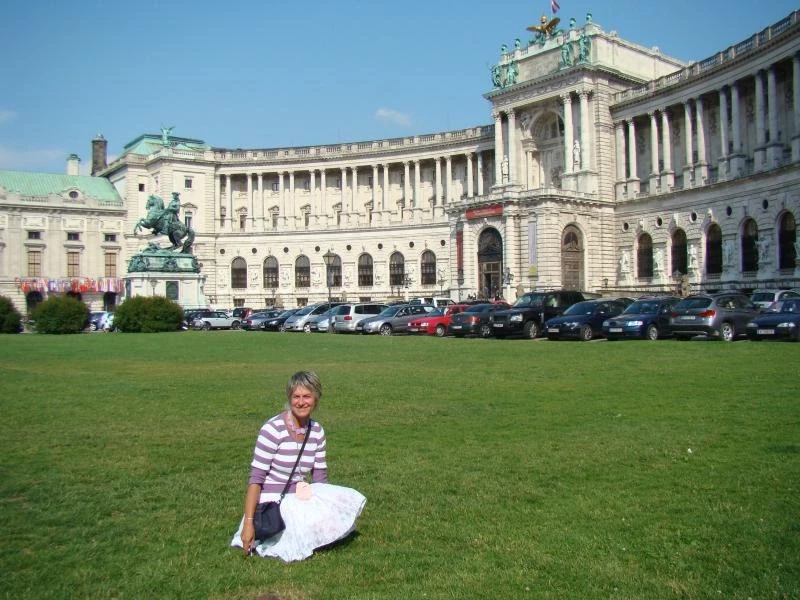 В центре Вены на лужайке