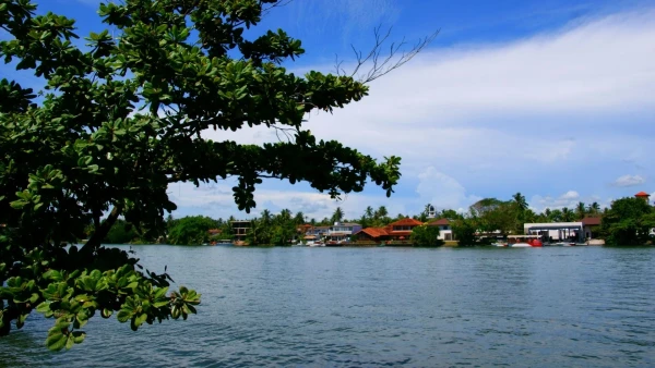 река между отелем и городком