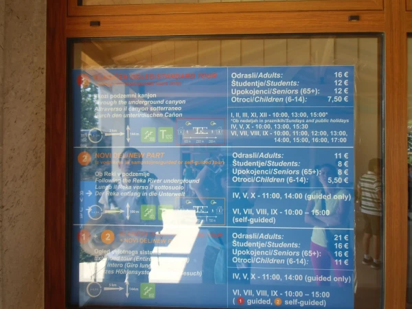 Информация о маршрутах, цене и времени посещения пещеры Skocjanske-jame