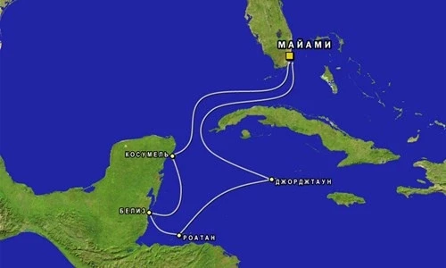 Маршрут круиза на Carnival Glory.