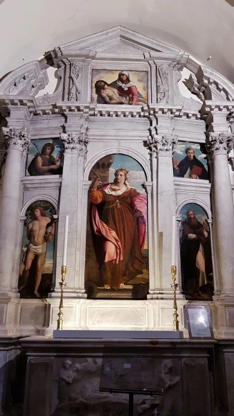 Chiesa Santa Maria Formosa, полиптих «Святая Варвара со святыми» Пальмы иль Веккьо