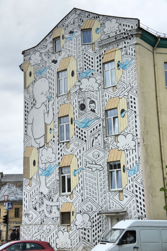 Стрит арт Бумажные птицы Милло (Millo's paper birds)