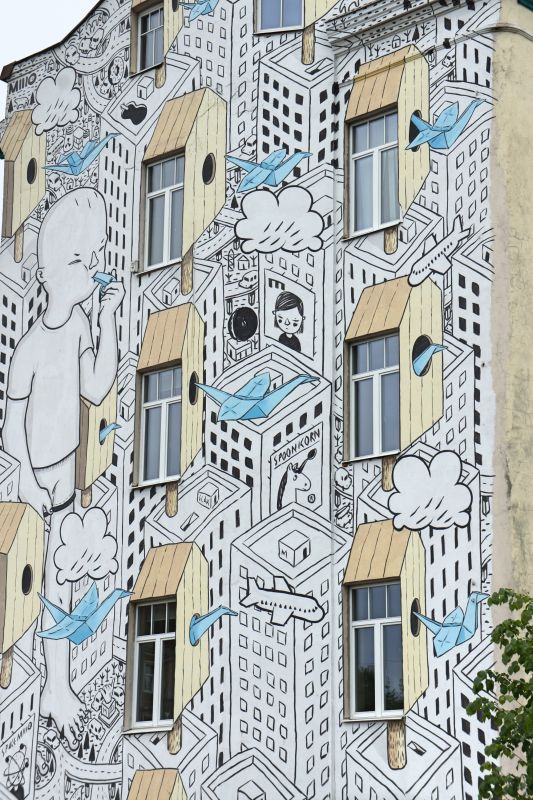 Стрит арт Бумажные птицы Милло (Millo's paper birds)